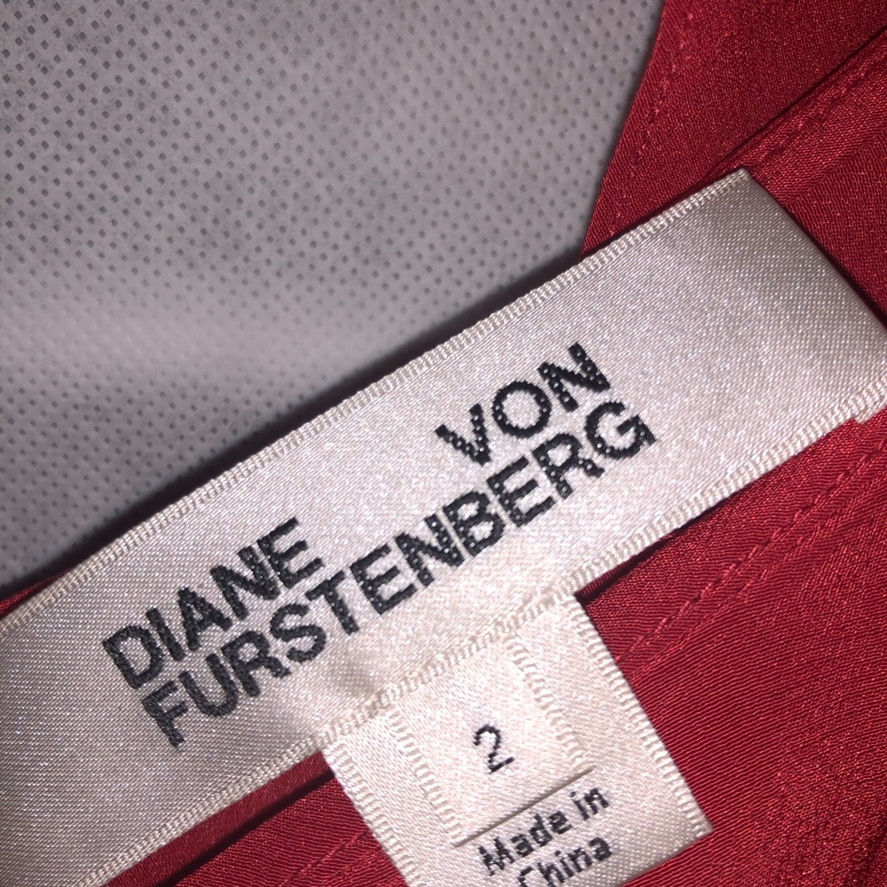 DVF Red One Shoulder Ruffle Blouse - Picture 4 of 5